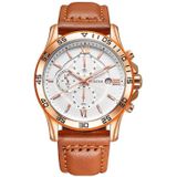 OCHSTIN 6068A multifunctioneel quartz waterdicht lichtgevend herenhorloge (rosgoud + bruin)