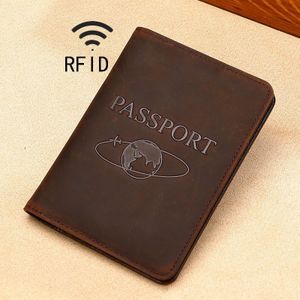 TP-8296 Multifunctionele RFID Lederen Travel Passport Holder(Koffie)