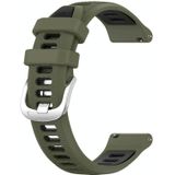 Voor Amazfit GTR 2e 22 mm kruistextuur twee kleuren siliconen stalen gesp horlogeband (legergroen + zwart)