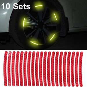 10 Sets Car Wheel Reflective Stickers 3D Persoonlijke Decoration Tyre Warning Stickers