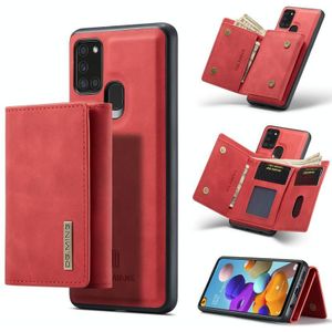 For Samsung Galaxy A21s DG.MING M1 Series 3-Fold Multi Card Wallet + Magnetic Back Cover Shockproof Case with Holder Function(Red)