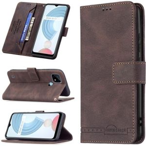 Voor Oppo Realme C21 / C20 Magnetische sluiting RFID Blokkering Anti-diefstal Lederen Case met Houder & Card Slots & Portemonnee (Bruin)