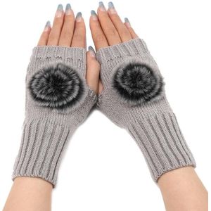herfst en winter vrouwen vingerloze bontbal handschoenen gebreide wollen warme mouwen