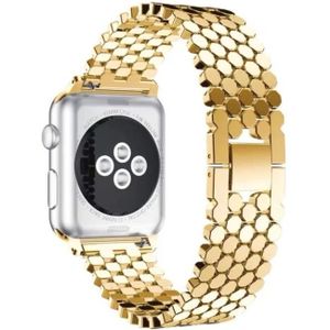 Voor Apple Watch Series 5 & 4 40mm / 3 & 2 & 1 38mm Honeycomb Stainless Steel Strap(goud)