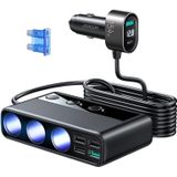 JOYROOM JR-CL06 9 IN 1 154W PD USB-C / TYPE-C + DUAL QC3.0 USB + 3 USB + 3 Sigarettenaansteker Gaten Digitale Display Autolader (Zwart)