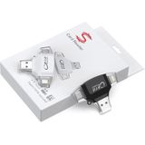 USB 2.0+8pin+Type-C+Micro USB 4 in 1 kaartlezer ondersteunt het lezen van SD & TF-kaart