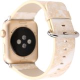 Voor Apple Watch serie 3 & 2 & 1 38mm Fashion marmeren ader textuur Wrist Watch lederen Band (goud)
