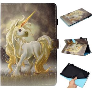 For Kindle Fire HD 10 2015 / 2017 Painted Horizontal Flat Leather Case with Sleep Function & Card Slot & Buckle Anti-skid Strip & Bracket & Wallet(Unicorn)