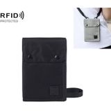 Antimagnetische RFID Opknoping Nek Nylon Paspoort Tas Waterdichte Opslag Veranderen Mobiele Telefoon Tas (Zwart)