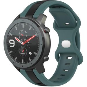 Voor Amazfit GTR 47 mm 22 mm vlindergesp tweekleurige siliconen horlogeband (groen + zwart)