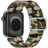 Verstelbare elastische print horlogeband voor Apple Watch Series 6 & se & 5 & 4 44mm / 3 & 2 & 1 42mm (camouflage groen)