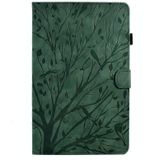 Voor iPad 10.2 2019 2020 / iPad 10.5 2017 2019 Fortune Tree Druk Bloem PU Tablet Hoes met Wake-up / Sleep Functie(Groen)