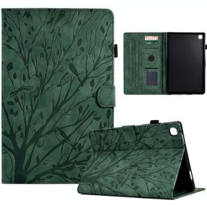 Voor iPad 10.2 2019 2020 / iPad 10.5 2017 2019 Fortune Tree Druk Bloem PU Tablet Hoes met Wake-up / Sleep Functie(Groen)