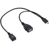 USB 2.0 Micro-B Male naar USB 2.0 Micro-B vrouwelijke mannelijke & USB 2.0 Female Y Splitter OTG Kabel  Lengte: 19 / 30cm  Voor Samsung / Huawei / Xiaomi / Meizu / LG / HTC nl andere Smartphones(zwart)