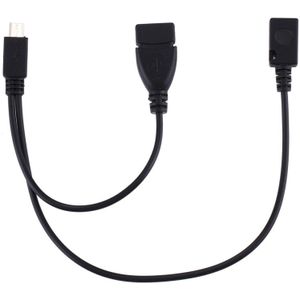 USB 2.0 Micro-B Male naar USB 2.0 Micro-B vrouwelijke mannelijke & USB 2.0 Female Y Splitter OTG Kabel  Lengte: 19 / 30cm  Voor Samsung / Huawei / Xiaomi / Meizu / LG / HTC nl andere Smartphones(zwart)