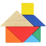 Baby speelgoed fijne houten puzzel (7 kleuren, 5 driehoeken en 2 vierhoeken)