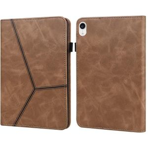 Effen kleur relif gestreept lederen tas voor iPad mini 6