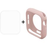 ENKAY Hat-Prince 2 in 1 TPU Semi-clad Protective Shell + 3D Full Screen PET Curved Heat Bending HD Screen Protector for Apple Watch Series 4 44mm(Pink)