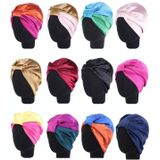 3 PCS TJM-433 Double Layer Elastic Headscarf Hat Silk Night Cap Hair Care Cap Chemotherapie Hat  Maat: M (56-58cm)( Wijn rood)