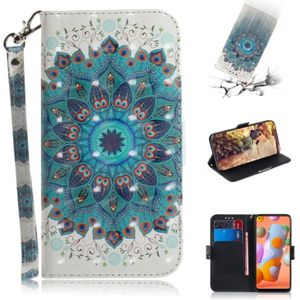 Voor Galaxy A41 3D Colored Drawing Horizontal Flip Leather Case met Holder & Card Slot & Wallet & Lanyard(Peacock Wreath)