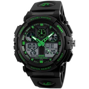 SKMEI 1270 Heren Waterdicht Dual Display Digitaal Horloge Outdoor Sports Watch (Groen)