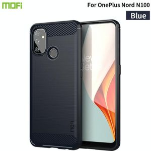 Voor OnePlus Nord N100 MOFI Gentleness Series Brushed Texture Carbon Fiber Soft TPU Case (Blauw)