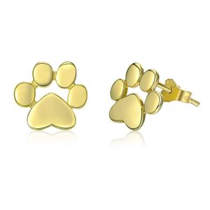 Vrouwen Fashion Pet Cat Voetafdrukken Sliver Oorbellen  Kleur: Goud