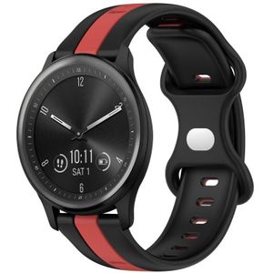 Voor Garmin Vivomove Sport 20 mm vlindergesp tweekleurige siliconen horlogeband (zwart + rood)