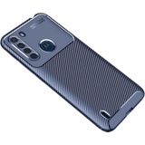 Voor Motorola One Fusion Carbon Fiber Texture Schokbestendige TPU Case (Blauw)