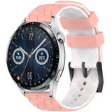 Voor Huawei Watch GT3 46 mm 22 mm voetbalpatroon tweekleurige siliconen horlogeband (roze + wit)