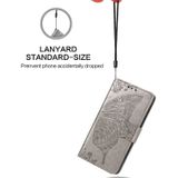 Voor Huawei P40 Pro Butterfly Love Flower Embossed Horizontale Flip Lederen Case met bracket / card slot / Wallet / Lanyard(Grijs)