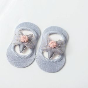2 paar baby vloer sokken holle bloem spot lijm antislip kinderen sokken  toyan sokken: s 0-1 jaar oud (grijs)