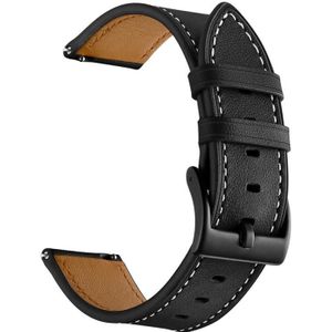 Voor Amazfit GTS 3 / GTS 2E First Layer Leather Car Line Solid Color Watch Strap (Black)