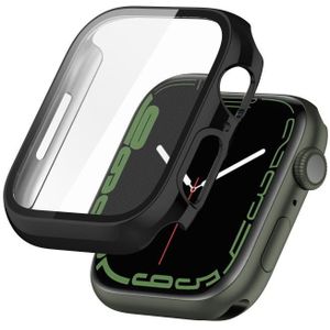 Electroplating Shockproof PC Protective Case with Tempered Glass Film For Apple Watch Series 7 41mm(Bright Black)