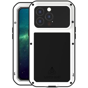 Love Mei Metal Shockproof Waterdicht Dustichte Beschermende telefoon Case voor iPhone 13 Pro (White)