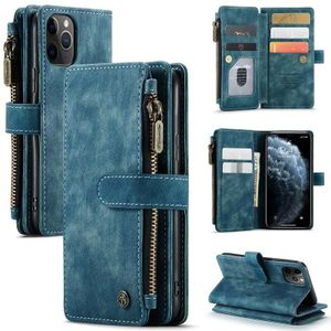 Caseme-C30 PU + TPU Multifunctionele Horizontale Flip Leren Case met Houder & Card Slot & Portemonnee & Rits Pocket voor iPhone 11 Pro (Blauw)