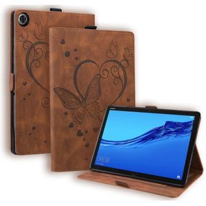 Voor Huawei Mediapad M5 Lite 8 / Honor Tab 5 Love Butterfly Patroon Horizontale Flip Leren Case met Houder (Bruin)