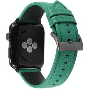 Litchi Texture Genuine Leather Watchband Voor Apple Watch Series 6 & SE & 5 & 4 40mm / 3 & 2 & 1 38mm(Groen)