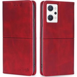 For OPPO Reno7 A Japan Version Cow Texture Magnetic Horizontal Flip Leather Phone Case(Red)