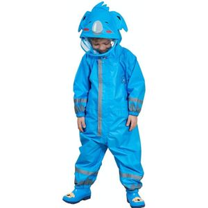 Kinderen uit n stuk regenjas jongens en meisjes lichtgewicht capuchon poncho  maat: L (blauw)