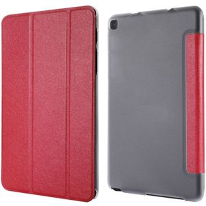 Zijde textuur horizontale Flip lederen draagtas met drie-opvouwbare houder voor Galaxy tab P200 (rood)
