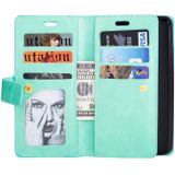 Voor Huawei Mate 10 Pro Multifunctionele Rits Horizontale Flip Lederen Case met Holder & Wallet & 9 Card Slots & Lanyard(Mint Green)