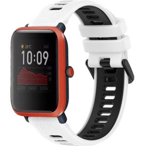 Voor Amazfit Bip 1S 20 mm sport tweekleurige siliconen horlogeband (wit + zwart)