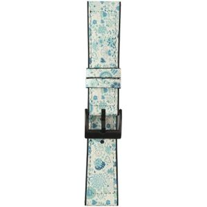 Voor Samsung Galaxy Watch 3 41mm TPU + Lederen vervangende band Watchband (Flower Cyan)