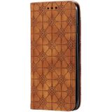 Voor iPhone SE 2020 / 8 / 7 Lucky Flowers Embossing Pattern Magnetic Horizontal Flip Leather Case met Holder & Card Slots(Brown)