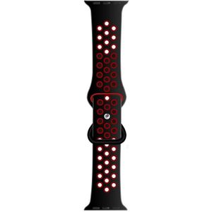 Butterfly Buckle Dual-tone vloeibare siliconen vervangende watchband voor Apple Watch Series 6  SE  5 & 4 40mm / 3 & 2 & 1 38mm (Zwart + Crimson)