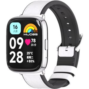 Voor Redmi Watch 3 Lite / Watch 3 Active Mijobs TPU lederen horlogeband (wit zilver)