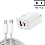 45PQ 45W PD25W + QC3.0 20W USB supersnelle oplader met Type-C naar Type-C kabel  Amerikaanse stekker