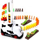 Puzzel Domino auto elektrische trein met geluid en lichte muziek automatische licentieverlening elektrische auto speelgoed (witte koe)