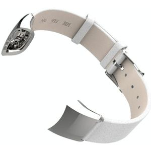 Voor eer band 4/5 Mijobs koeienhuid lederen vervangende band horlogeband (zilver wit)